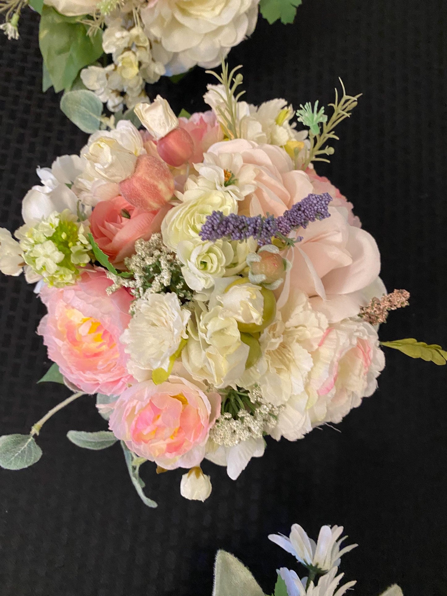 50% off Beautiful Ranunculus Nosegay in black glass cube. Baby Pink, Artificial , 9"x9"