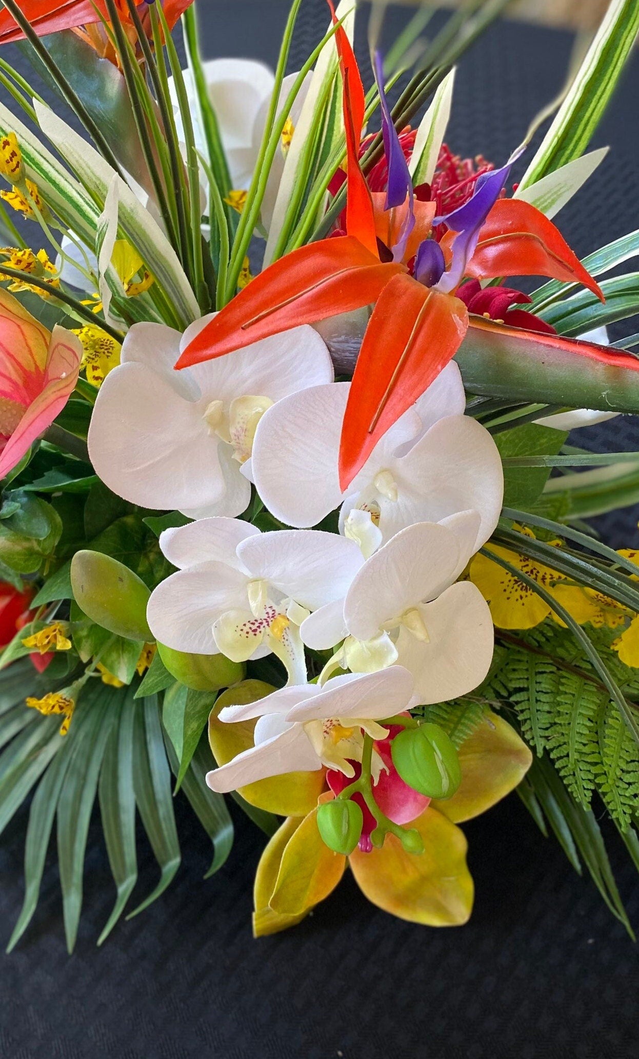 Must Have ! 30x1 3 x 13 For Dining Table. Tropical Centerpiece. Bird of Paradise, Arrangement, Artificial, Faux, Silk,