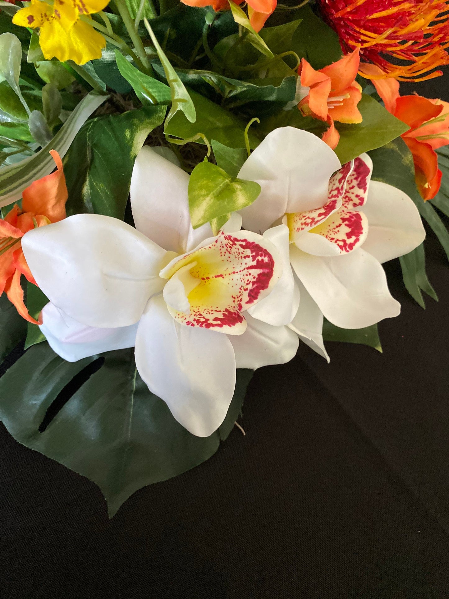 Tropical Floral Centerpiece, Bird of Paradise, Cymbidium Orchid