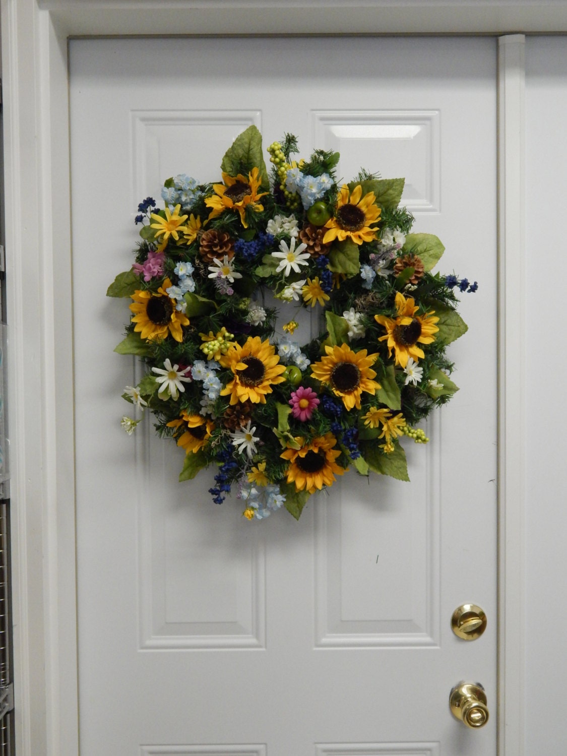 Sunflower Spring Wreath, Wildflower Meadow, Mother's Day Decor