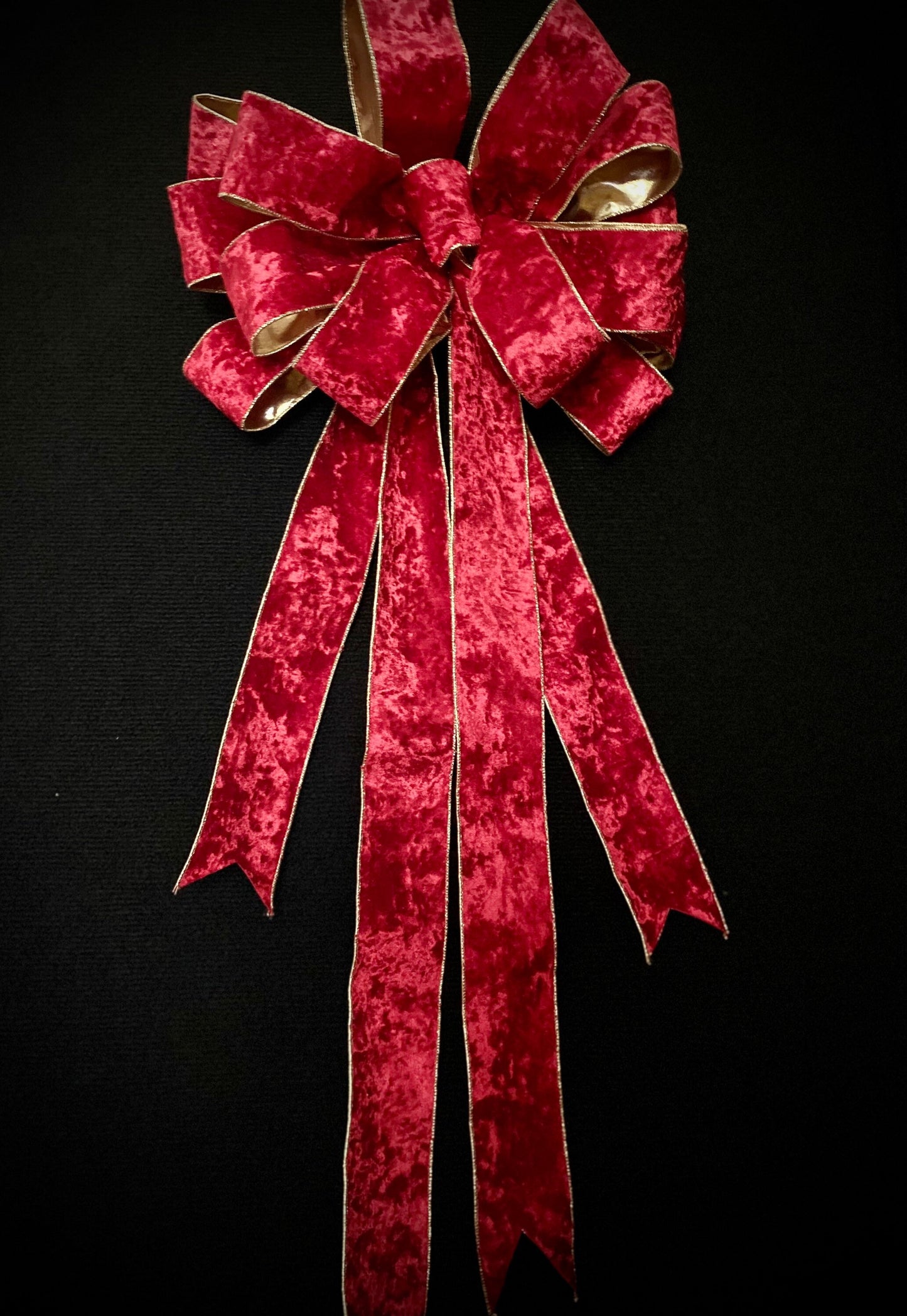 XL Christmas Bow, Beautiful Bows, Large Fabulous Holiday Tree Topper, 12"x12"x32"  14Loop with 4 Cascade  Tails.   FREE SHIPPING,
