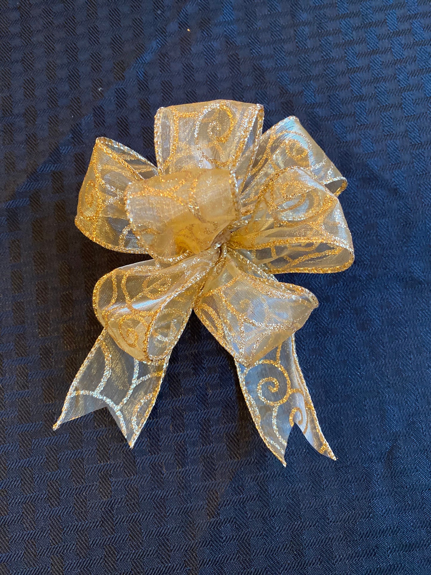 Gold Sheer Christmas Bow, 1.5 inch Wired Ribbon (10pc set)