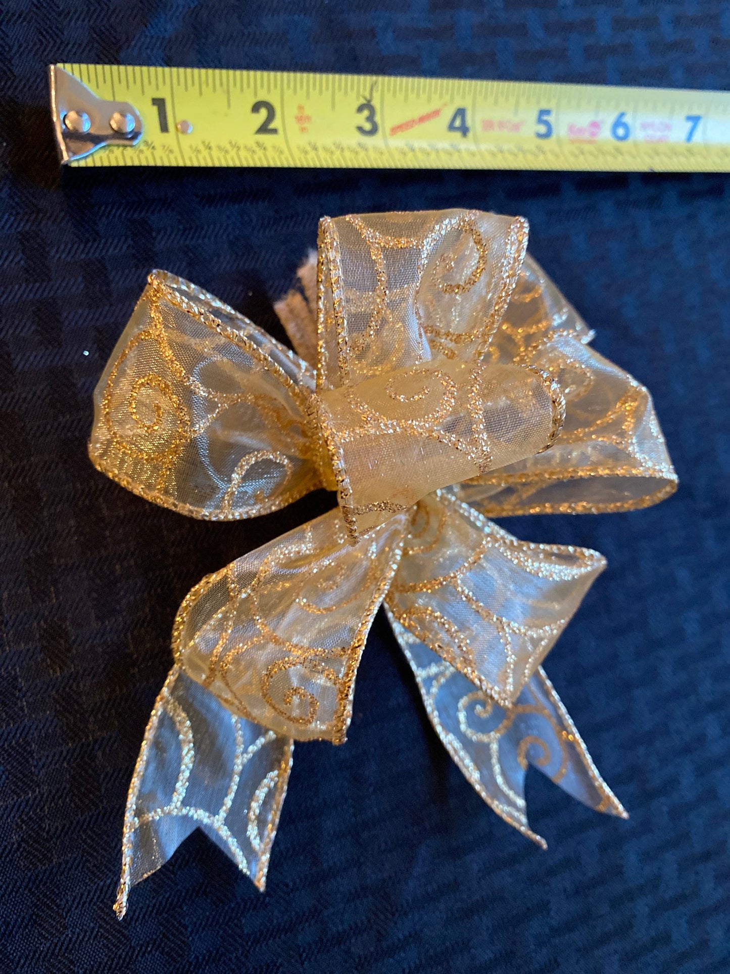 Gold Sheer Christmas Bow, 1.5 inch Wired Ribbon (10pc set)