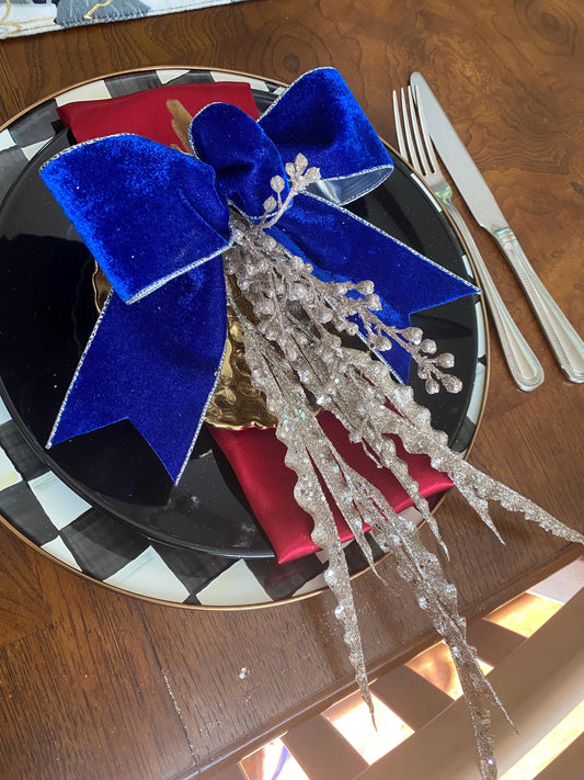 Christmas Party Favor   "4 pc set Royal Blue  Ribbon Trimmings  Beautiful Cute Bows, Fabulous Shape, Best Bows!!!