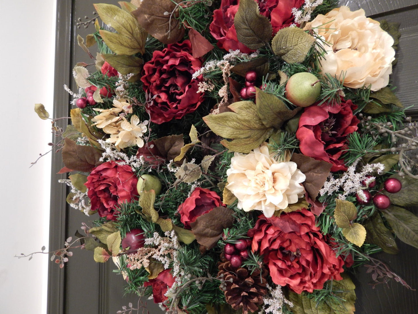 Red Peony Wreath, Summer Door Decor, Everyday Wreath