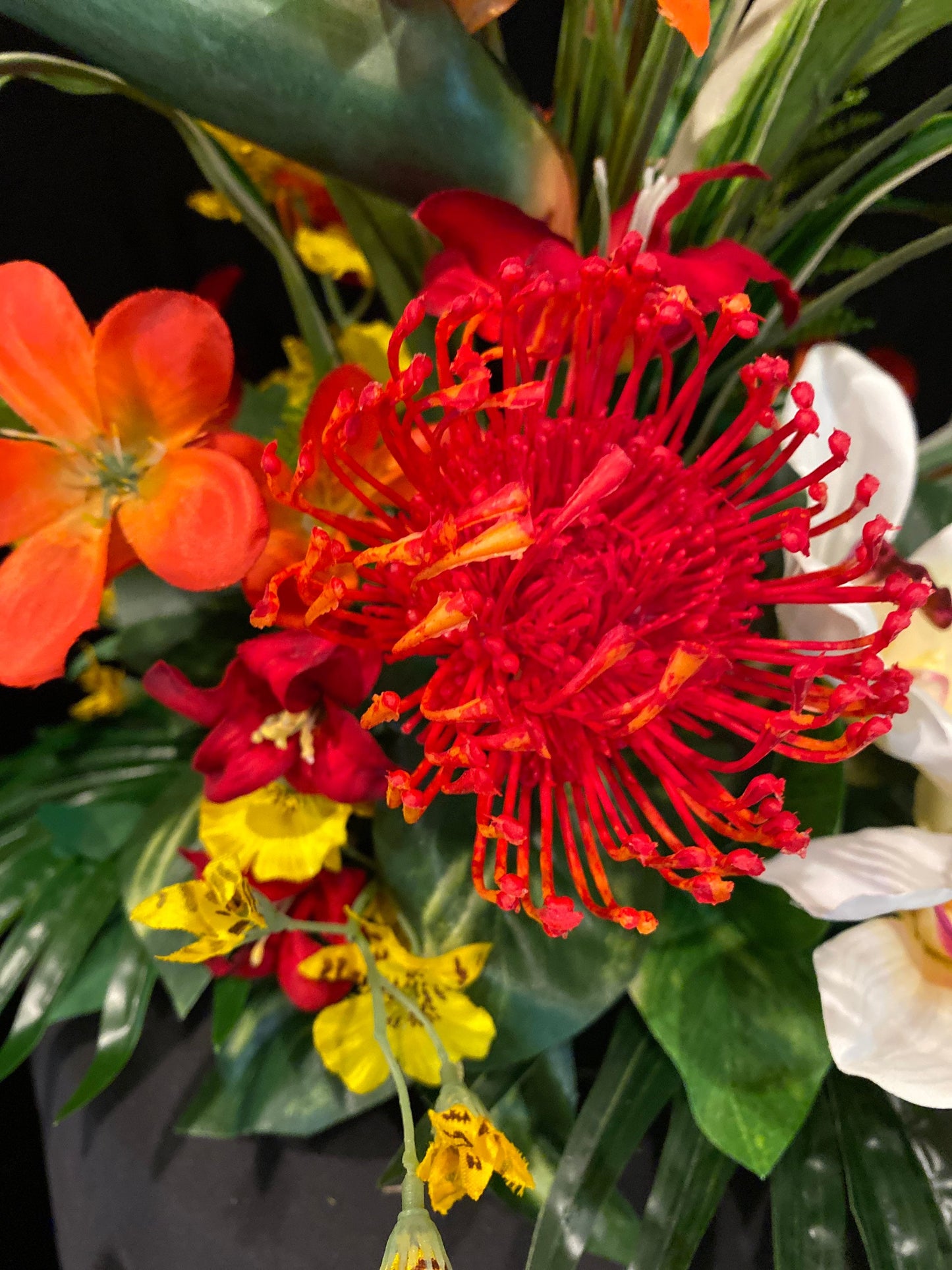 Tropical Floral Centerpiece, Bird of Paradise, Cymbidium Orchid