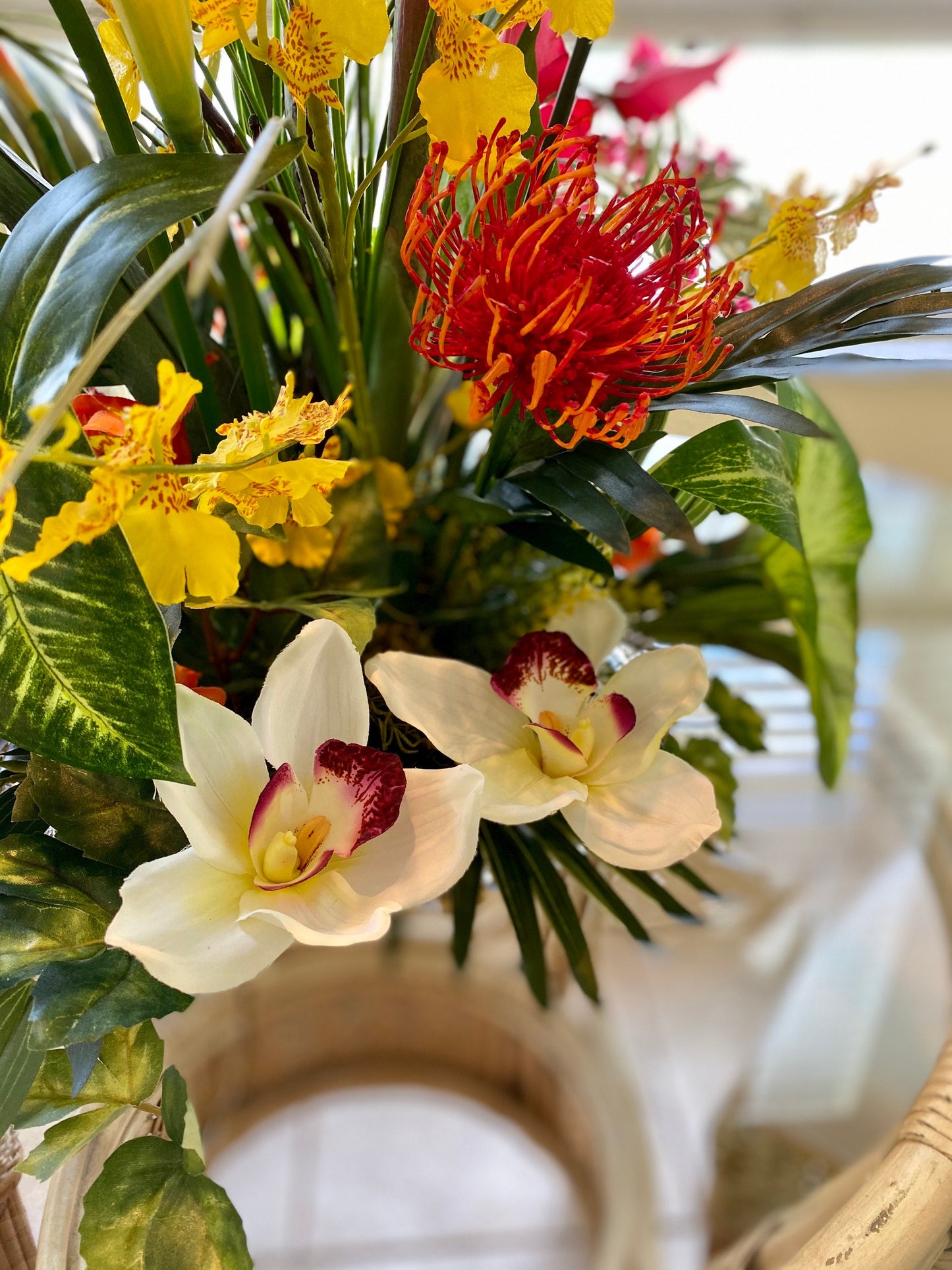 Luxury Tropical Bird of Paradise Centerpiece, Orchid & Anthurium Arrangement
