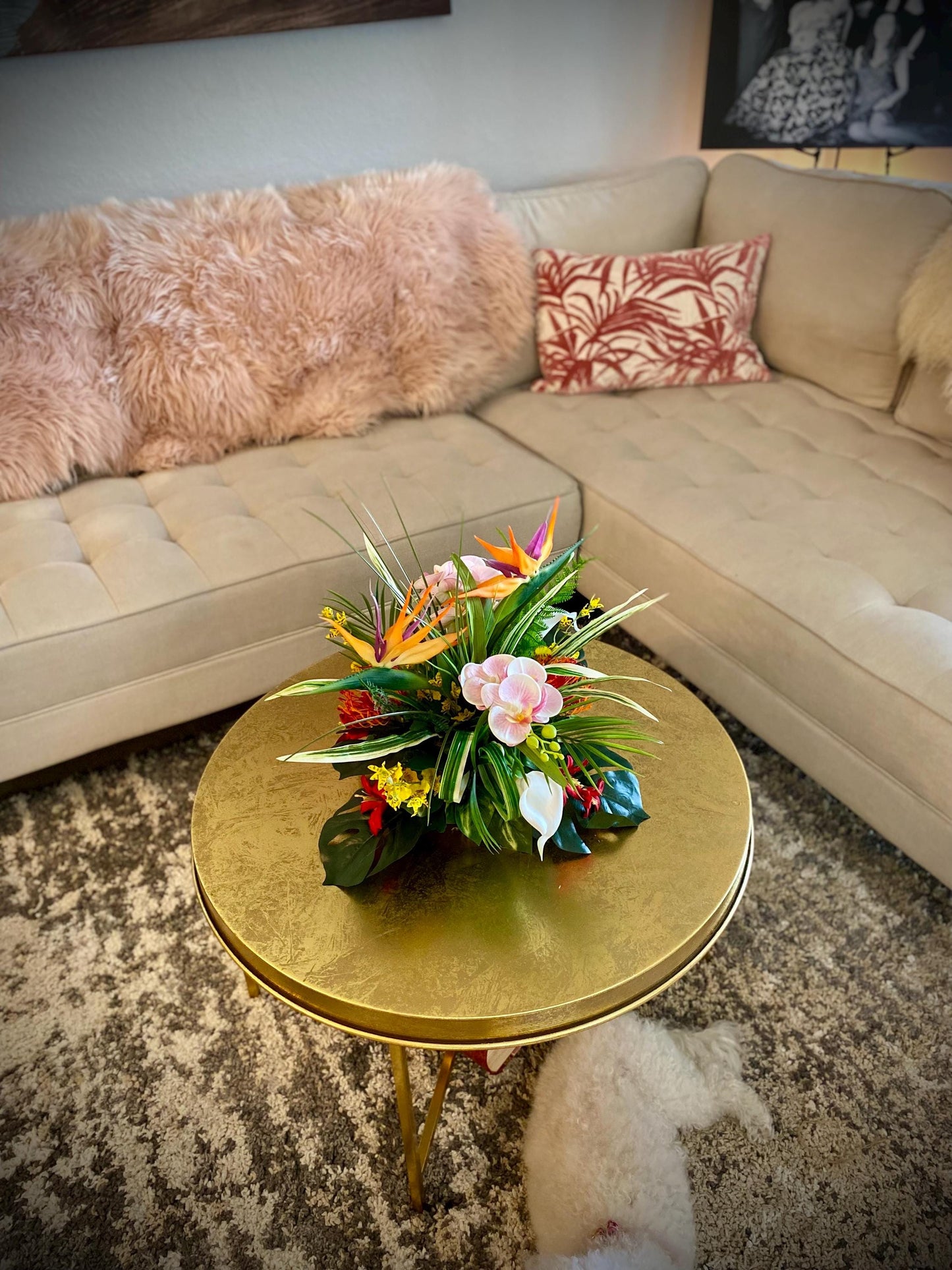 Love it! 15x15x15  Tropical Centerpiece.  2 or 3 Bird of Paradise,   Arrangement, Artificial, Faux, Silk, Tropical Flower Arrangement.