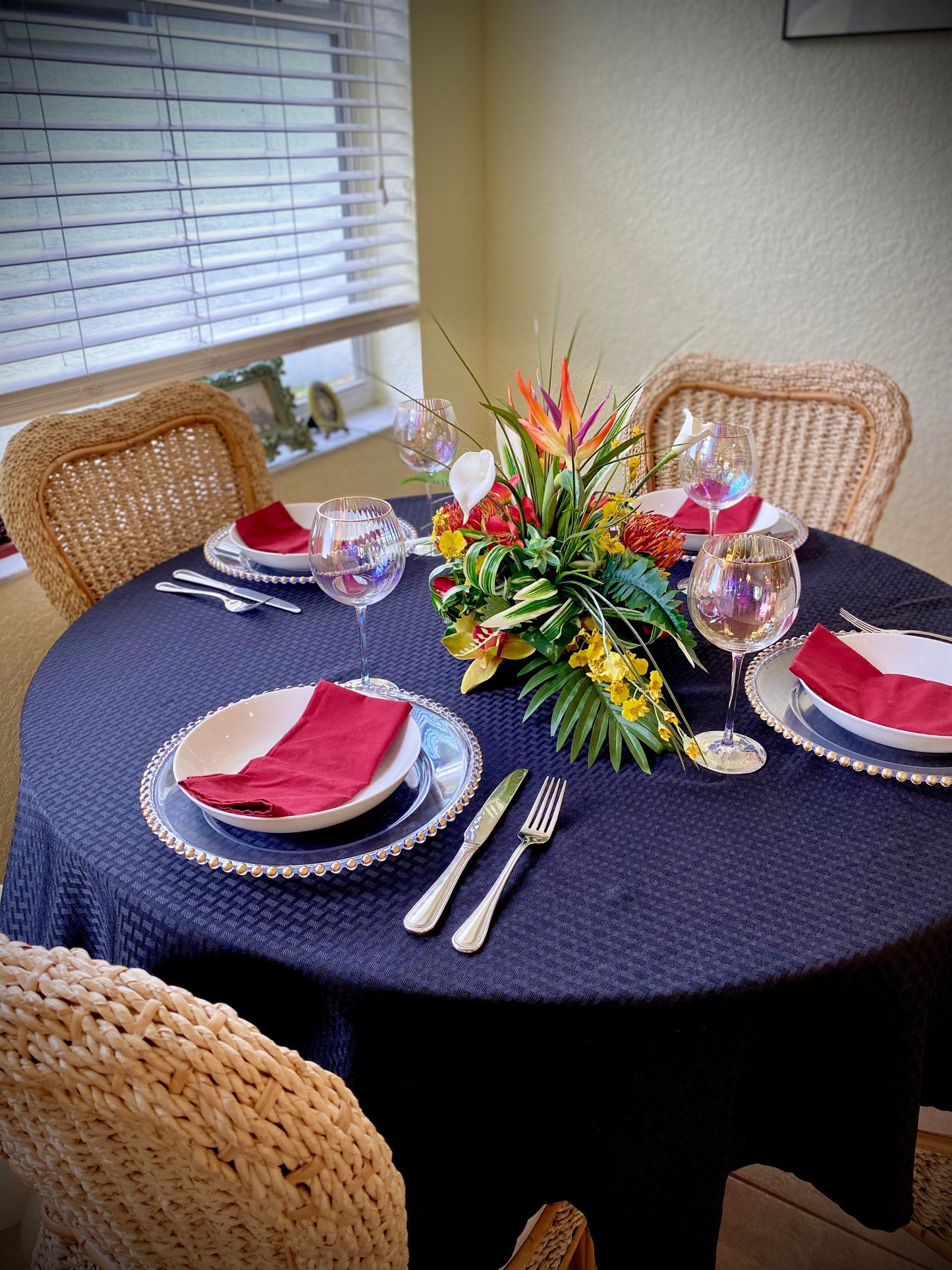 Must Have ! 30x1 3 x 13   For Dining Table. Tropical Centerpiece. Bird of Paradise, Arrangement, Artificial, Faux, Silk,