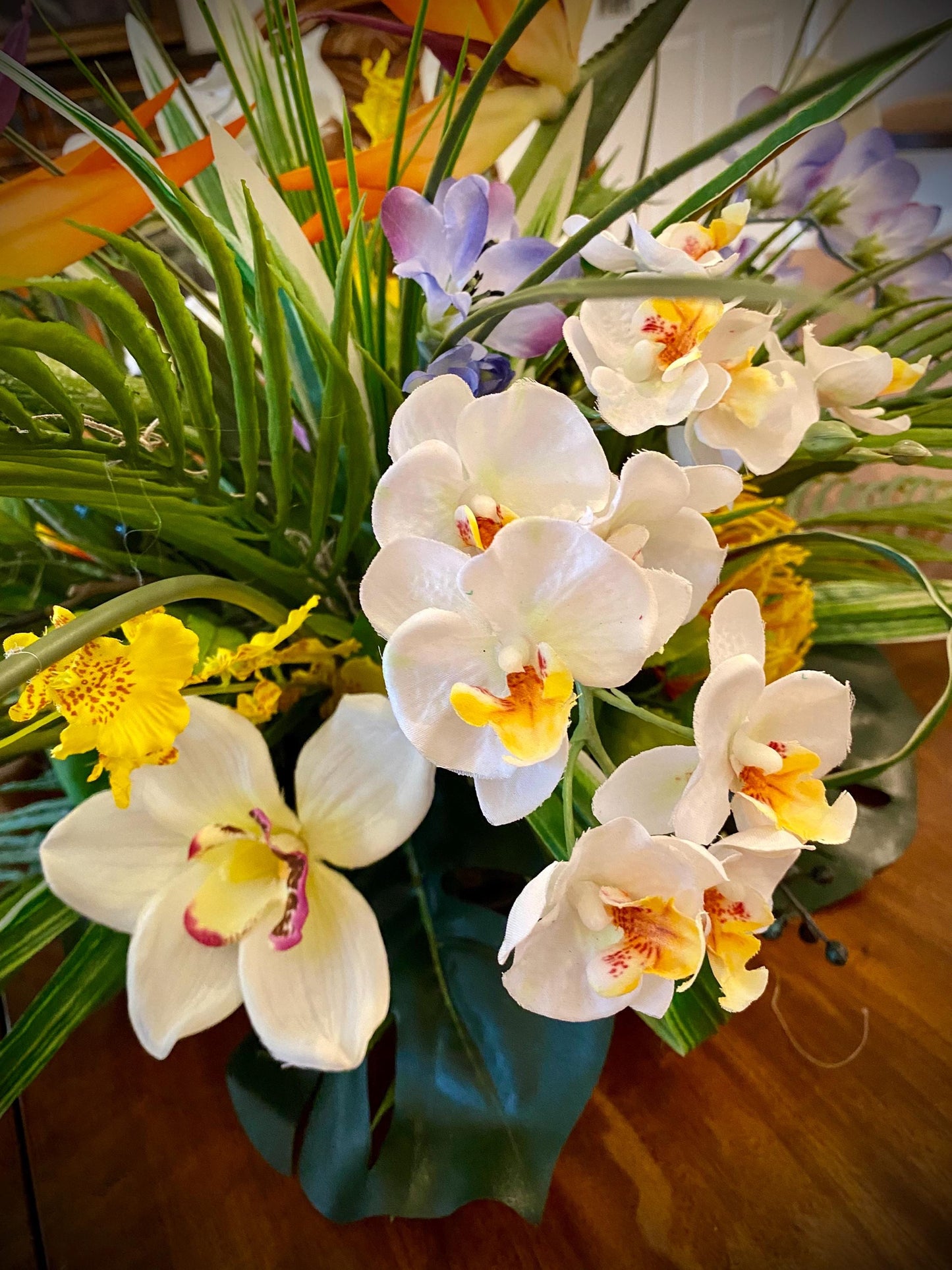 Must Have Lavender ! 30x1 3 x 13   For Dining Table. Tropical Centerpiece. Bird of Paradise, Arrangement, Artificial, Faux, Silk,