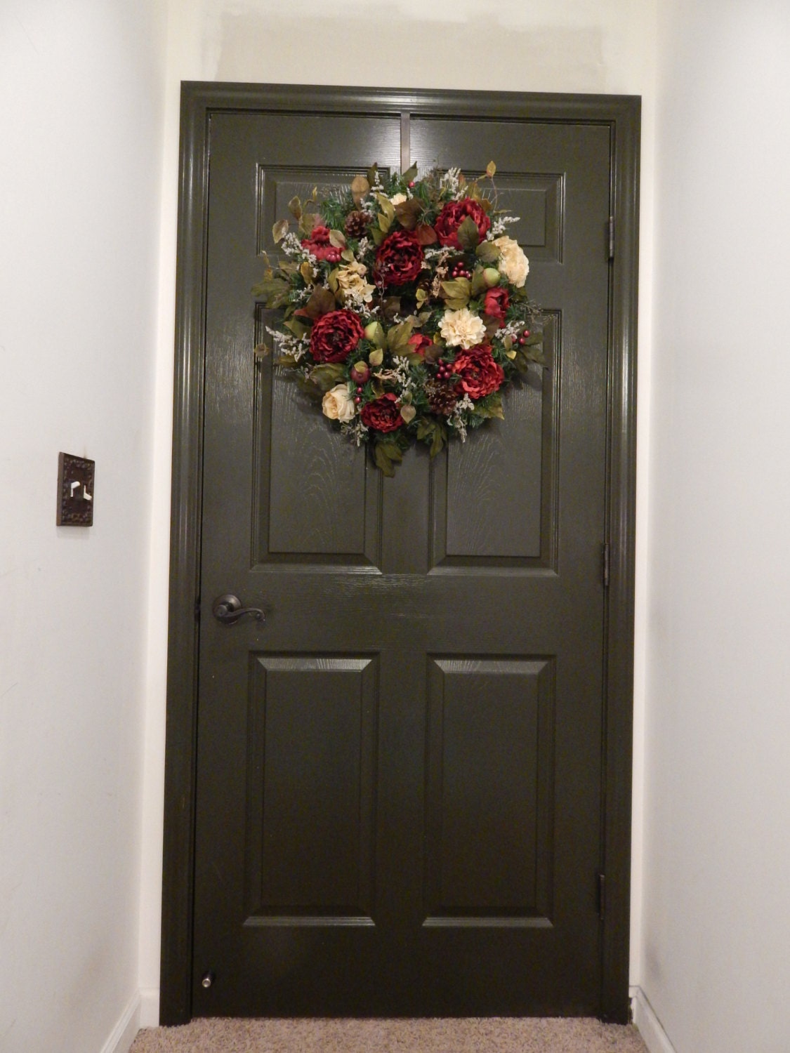 Red Peony Wreath, Summer Door Decor, Everyday Wreath