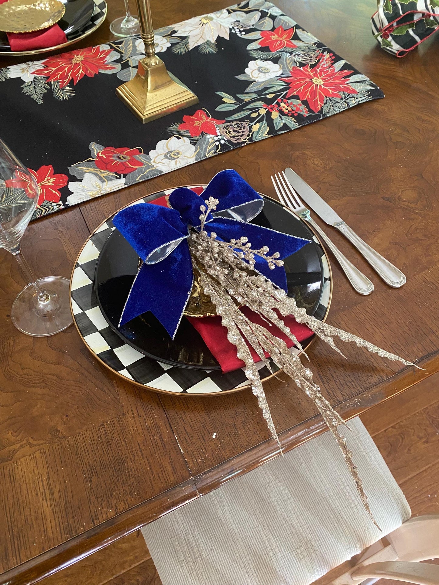 Christmas Party Favor   "4 pc set Royal Blue  Ribbon Trimmings  Beautiful Cute Bows, Fabulous Shape, Best Bows!!!