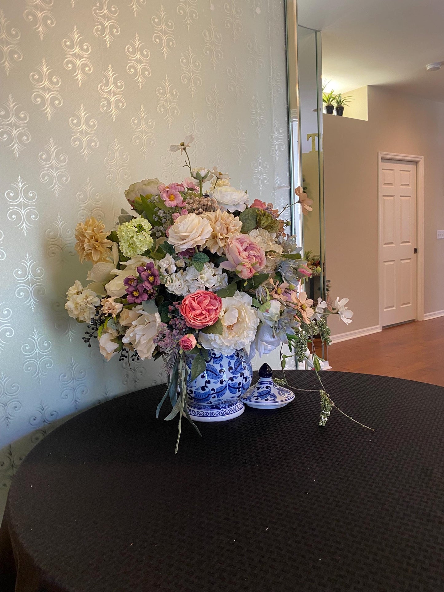 Sophisticated Spring  Decor in Class. Shabby Chic European Style design. Life like Artificial Floral Arrangement. 25x22x17D  free shipping.