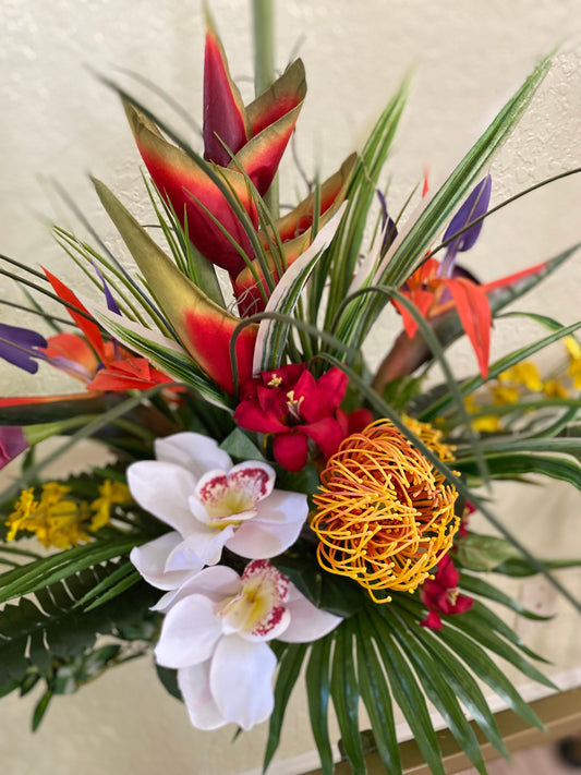 Exotic Floral Arrangement: Heliconia, Bird of Paradise Centerpiece