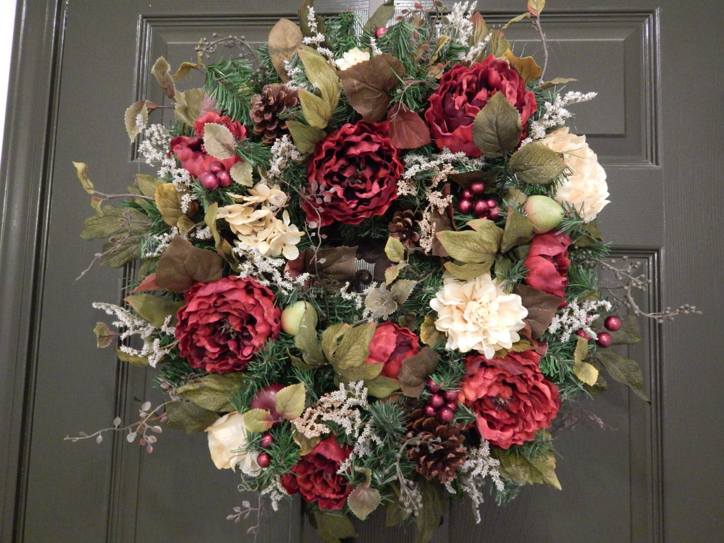 Red Peony Wreath, Summer Door Decor, Everyday Wreath