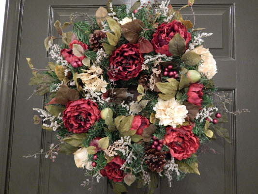 Red Peony Wreath, Summer Door Decor, Everyday Wreath