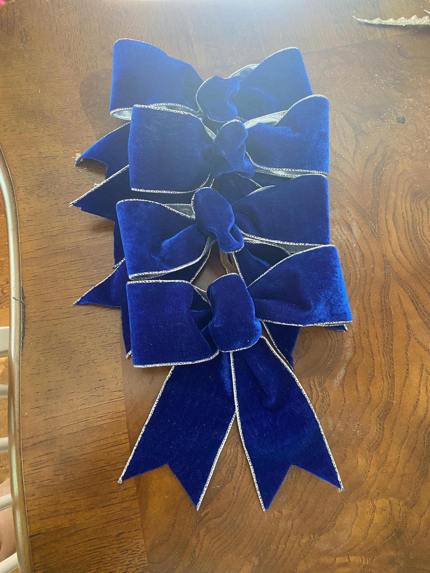 Christmas Bow,  "4 pc set Royal Blue  Ribbon Trimmings  Beautiful Cute Bows, Holiday Ribbons, Fabulous Shape, Best Bows!!!  FREE SHIPPING,