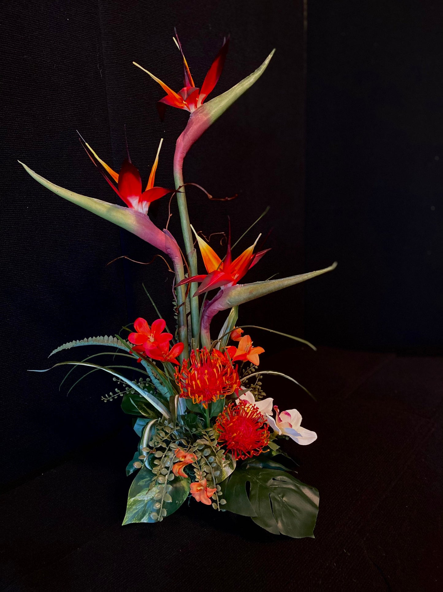 Artificial Bird of Paradise Floral Arrangement, Tropical Centerpiece, 28"