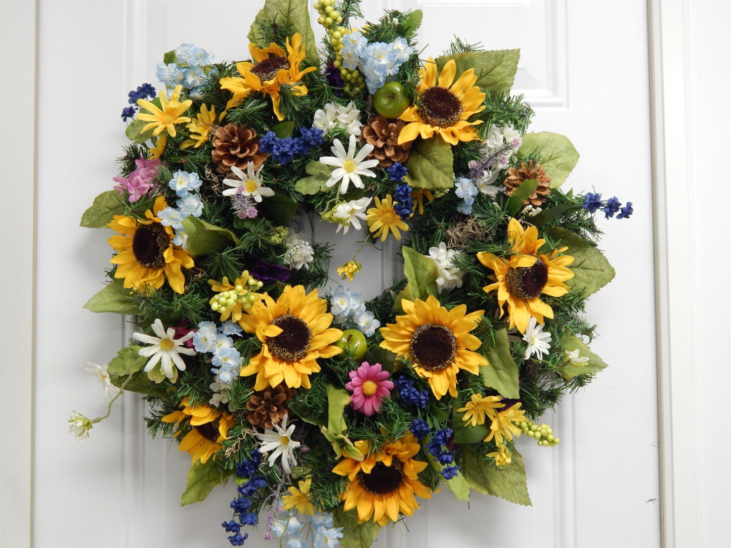 Sunflower Spring Wreath, Wildflower Meadow, Mother's Day Decor