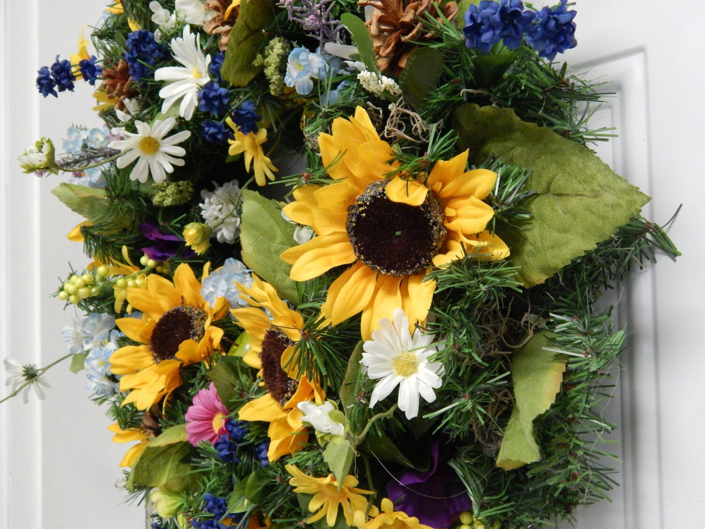 Sunflower Spring Wreath, Wildflower Meadow, Mother's Day Decor