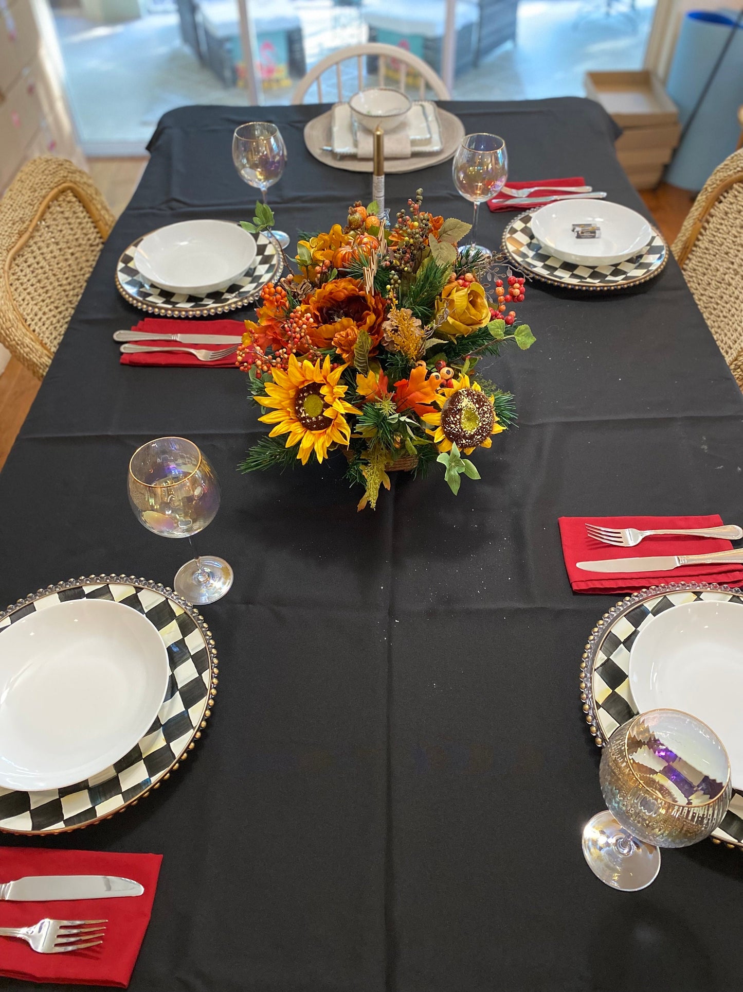 Thanksgiving Centerpiece with Pumpkin & Peonies Mix, Fall Basket Arrangement, Autumn Table Decor