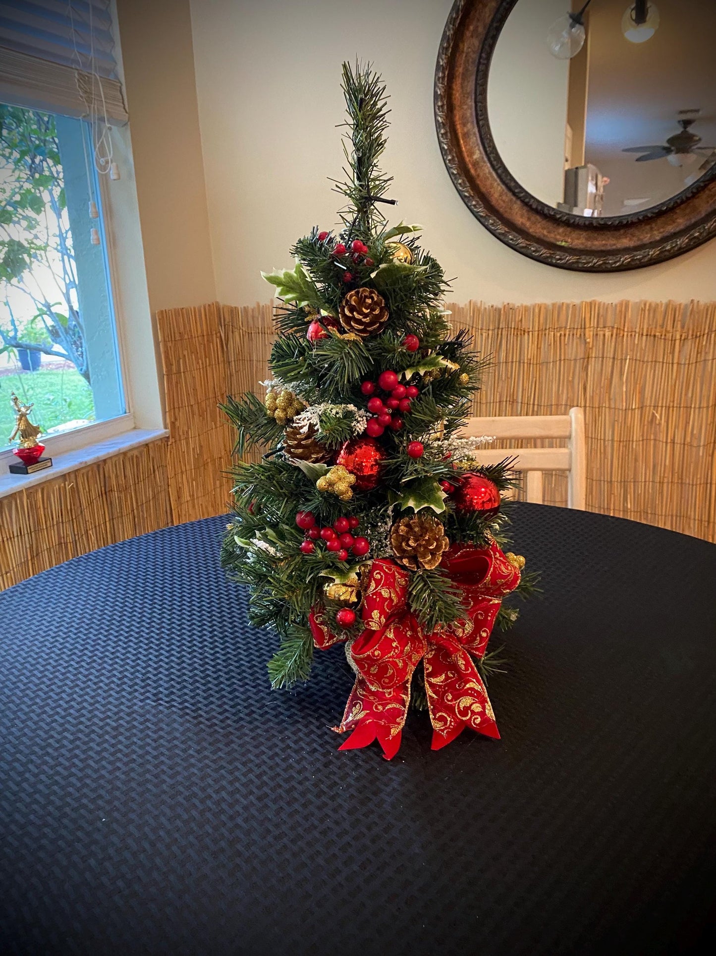 Handmade Tabletop Christmas Tree, LED Lights, Timer, 24"