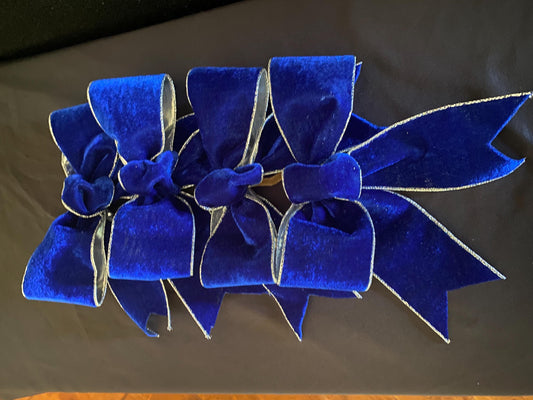 Christmas Bow,  "4 pc set Royal Blue  Ribbon Trimmings  Beautiful Cute Bows, Holiday Ribbons, Fabulous Shape, Best Bows!!!  FREE SHIPPING,