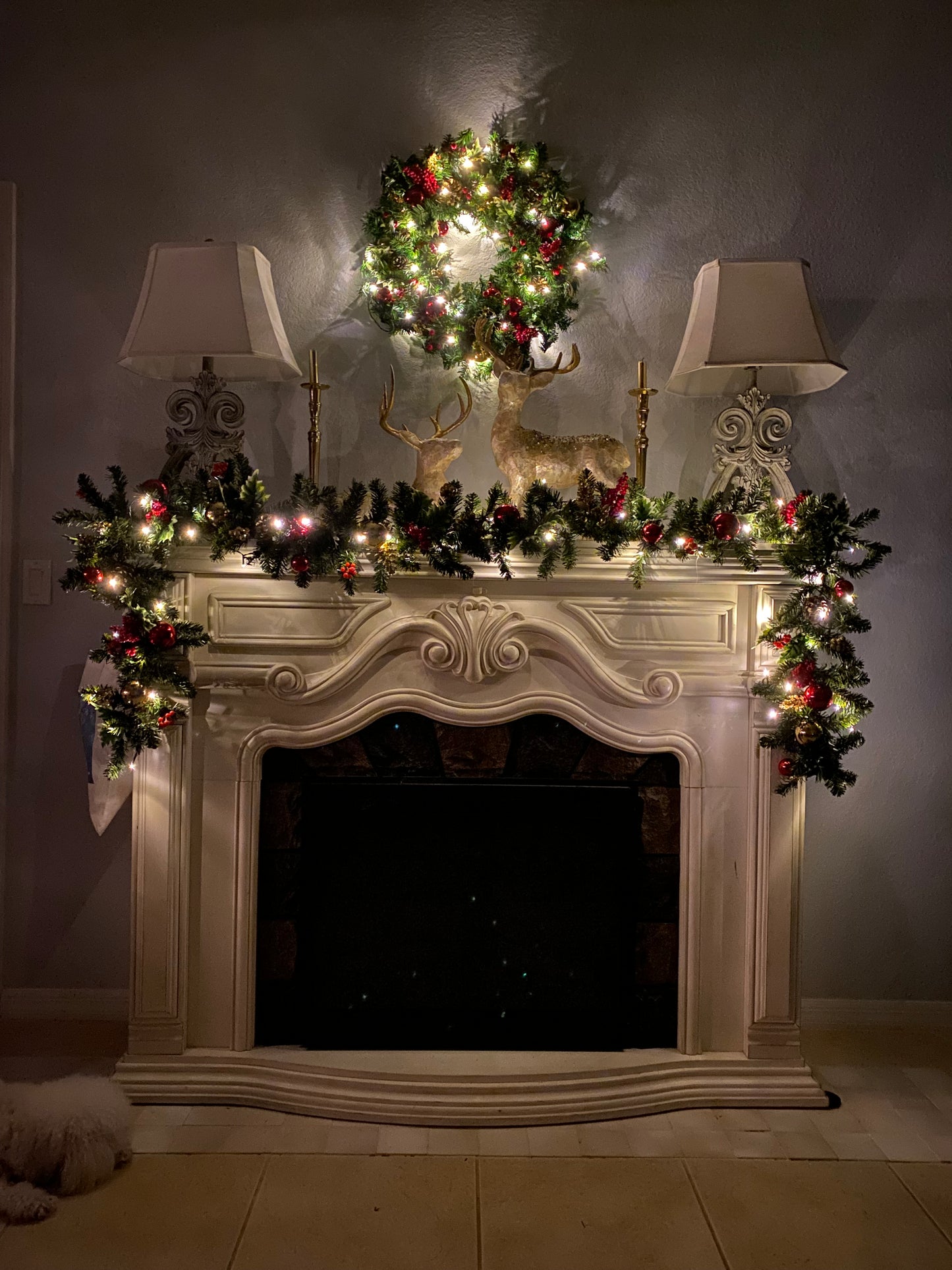 Wreath and Garland Holiday Decoration 2 piece Set.  Artificial Christmas Decoration, Pre-lit  and Pre- decorated