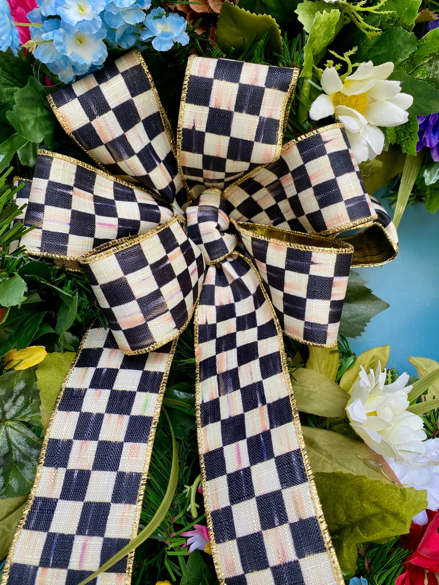 Sunflower Wreath for Front Door. Artificial Wreath with Designer ribbon Bow. Summer and Everyday Colorful  Wreath