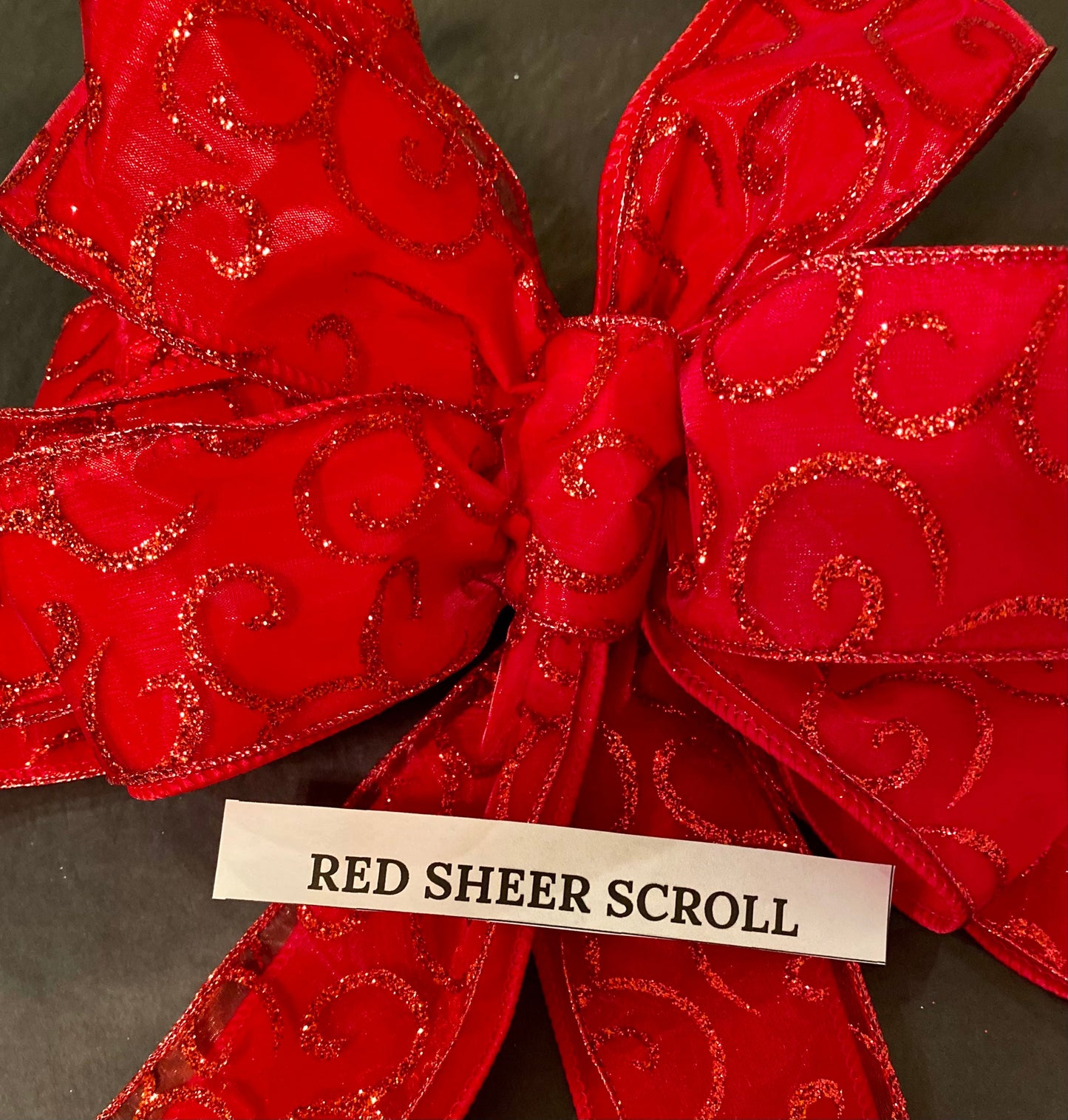 Velvet Christmas Bow, Burgundy Gold Scroll, Wire Edge Ribbon