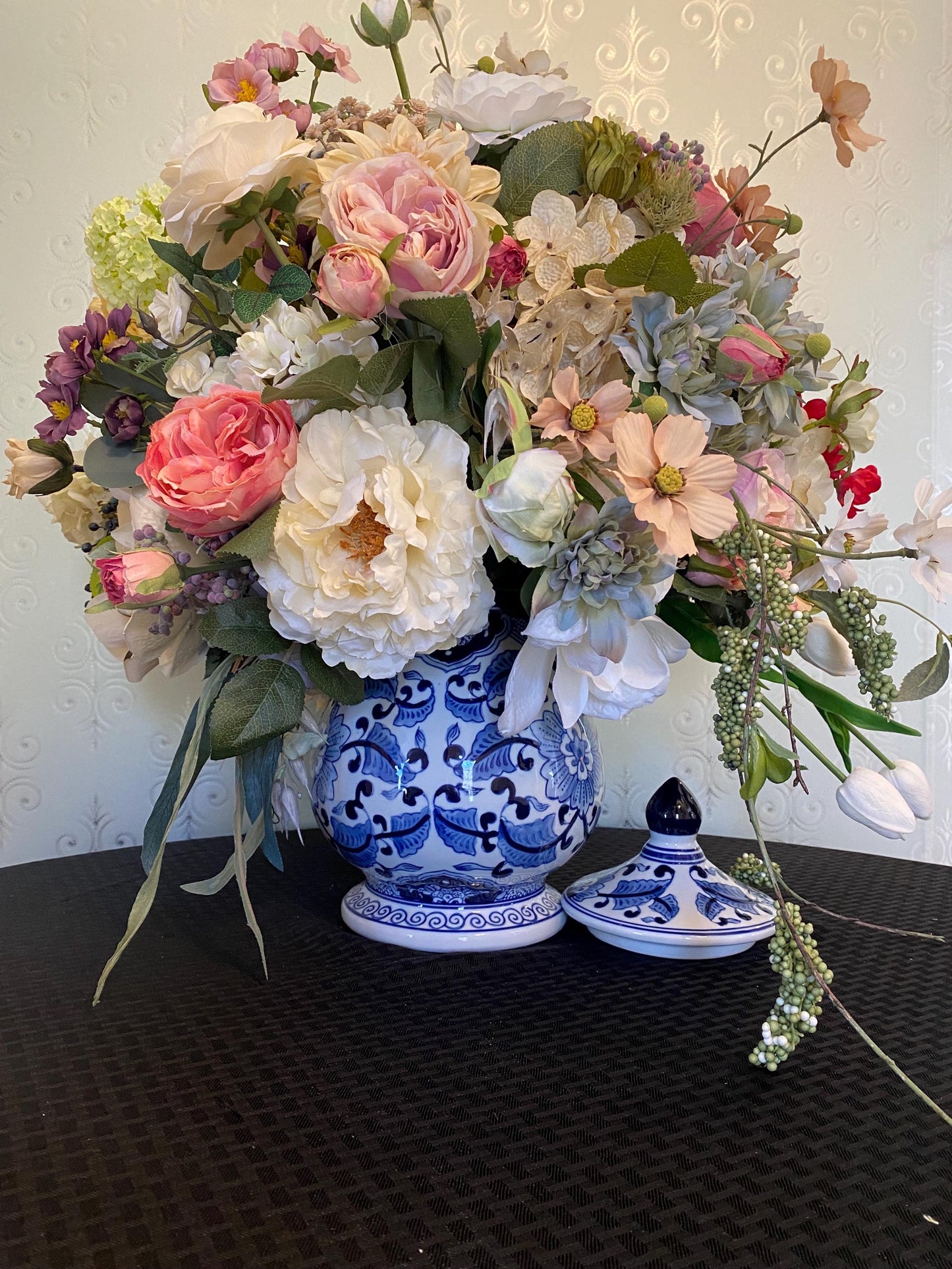 Sophisticated Spring  Decor in Class. Shabby Chic European Style design. Life like Artificial Floral Arrangement. 25x22x17D  free shipping.