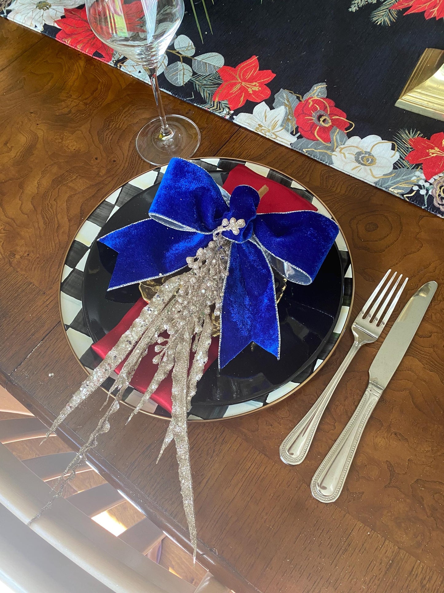 Christmas Party Favor   "4 pc set Royal Blue  Ribbon Trimmings  Beautiful Cute Bows, Fabulous Shape, Best Bows!!!