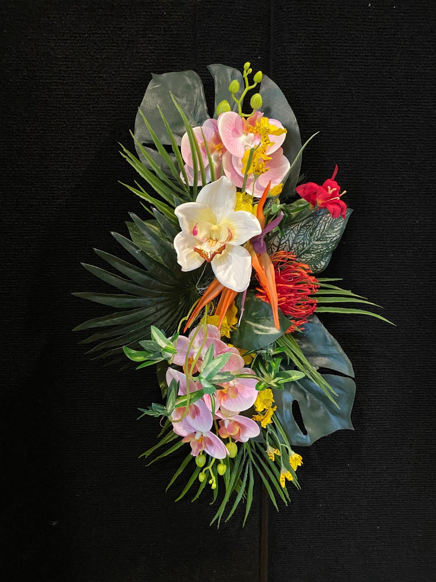 Paradise found. Fabulous Party Corner  Decorations . Tropical Centerpiece. Bird of Paradise, Arrangement, Artificial, Faux, Silk,