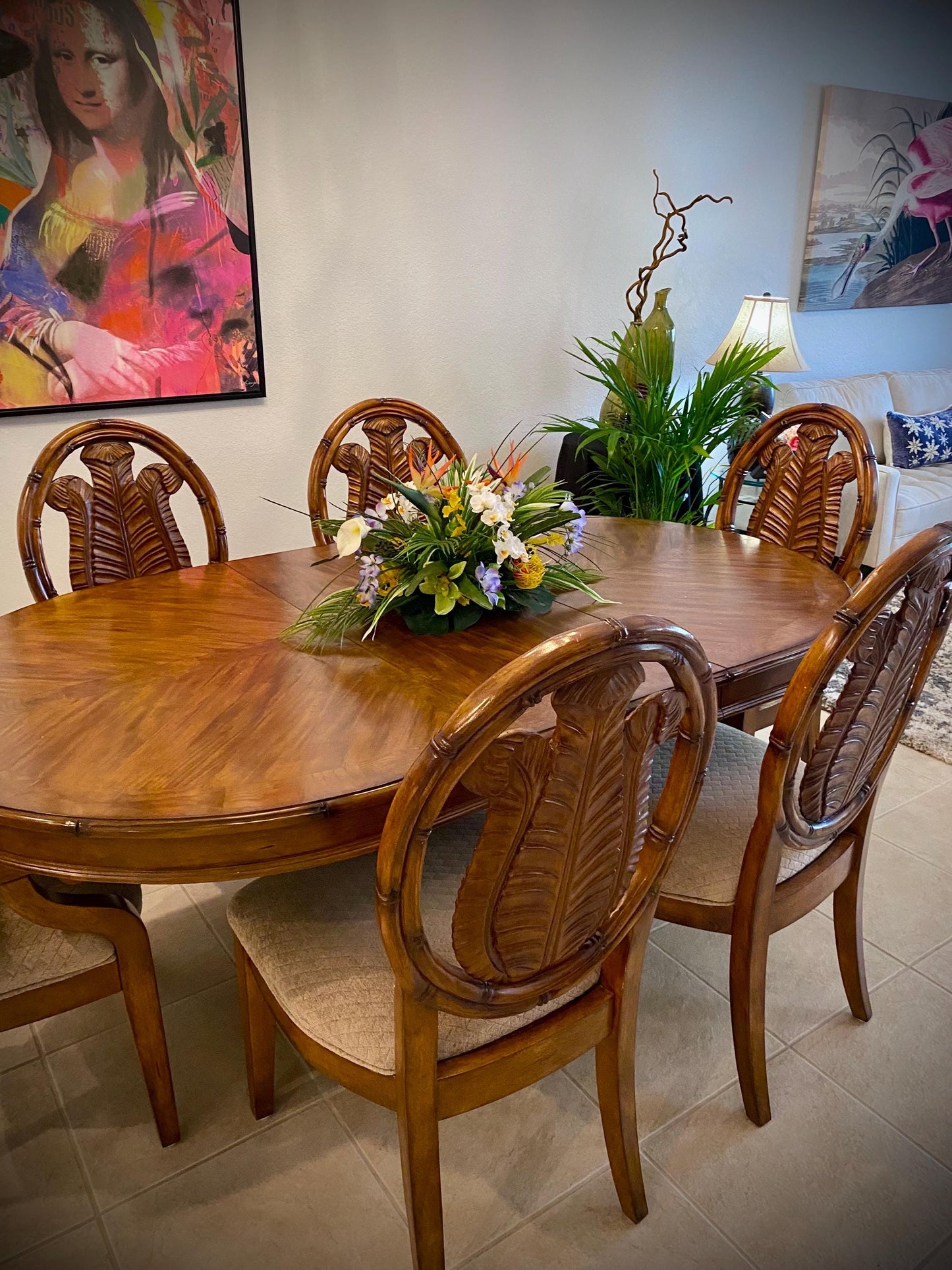 Must Have Lavender ! 30x1 3 x 13   For Dining Table. Tropical Centerpiece. Bird of Paradise, Arrangement, Artificial, Faux, Silk,