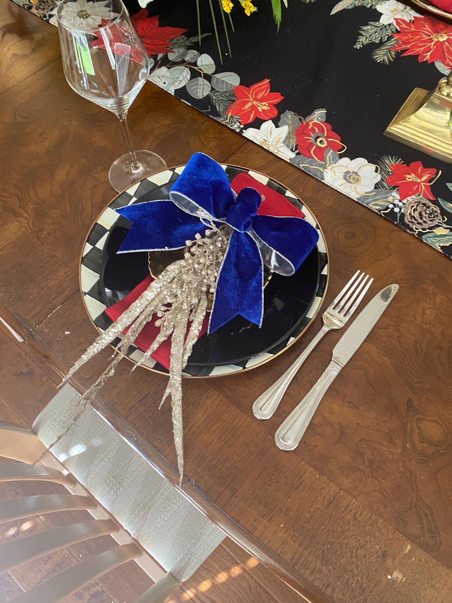 Christmas Party Favor   "4 pc set Royal Blue  Ribbon Trimmings  Beautiful Cute Bows, Fabulous Shape, Best Bows!!!