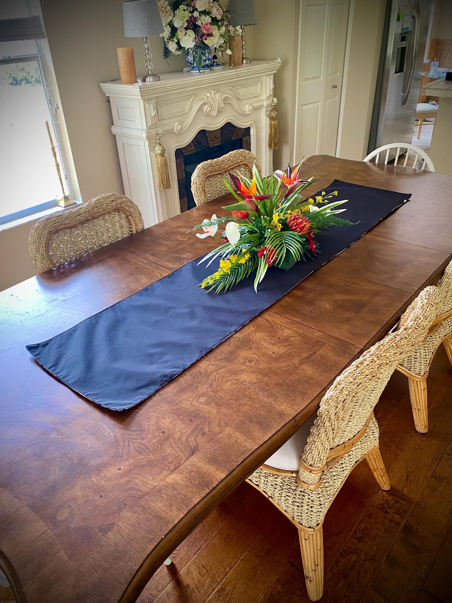 Tropical Table Centerpiece, Bird of Paradise Arrangement, Faux Floral