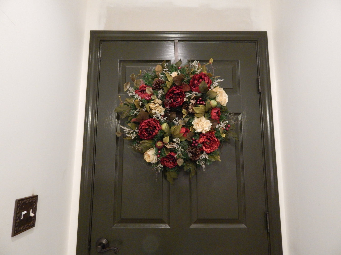Red Peony Wreath, Summer Door Decor, Everyday Wreath