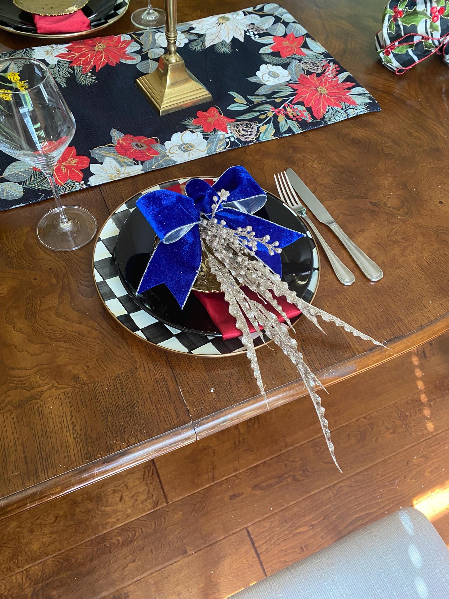 Christmas Party Favor   "4 pc set Royal Blue  Ribbon Trimmings  Beautiful Cute Bows, Fabulous Shape, Best Bows!!!