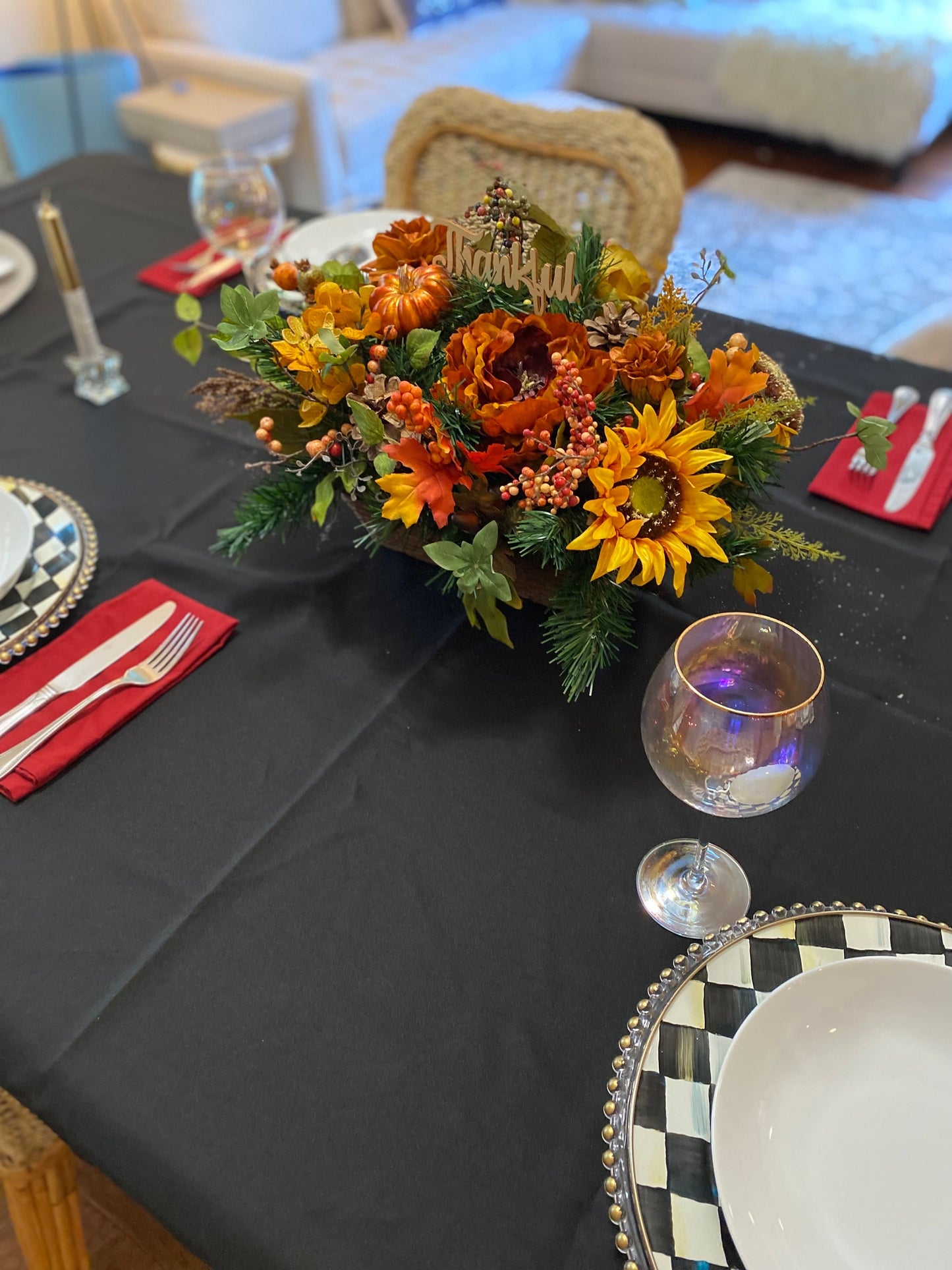 Thanksgiving Centerpiece with Pumpkin & Peonies Mix, Fall Basket Arrangement, Autumn Table Decor