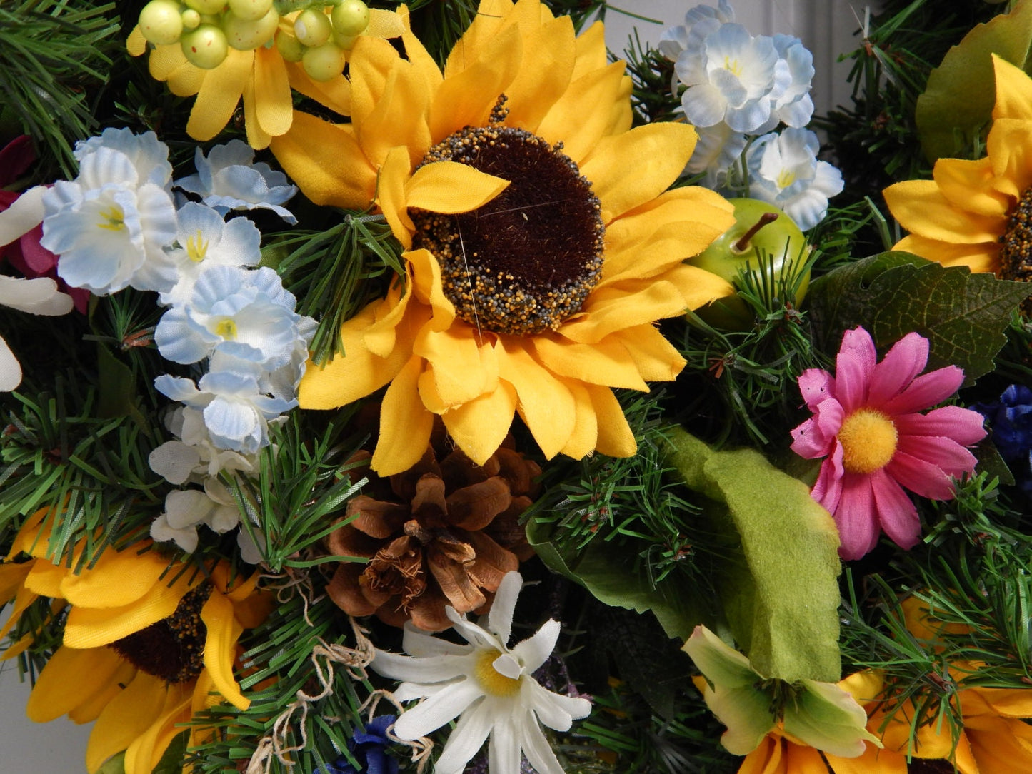 Sunflower Spring Wreath, Wildflower Meadow, Mother's Day Decor
