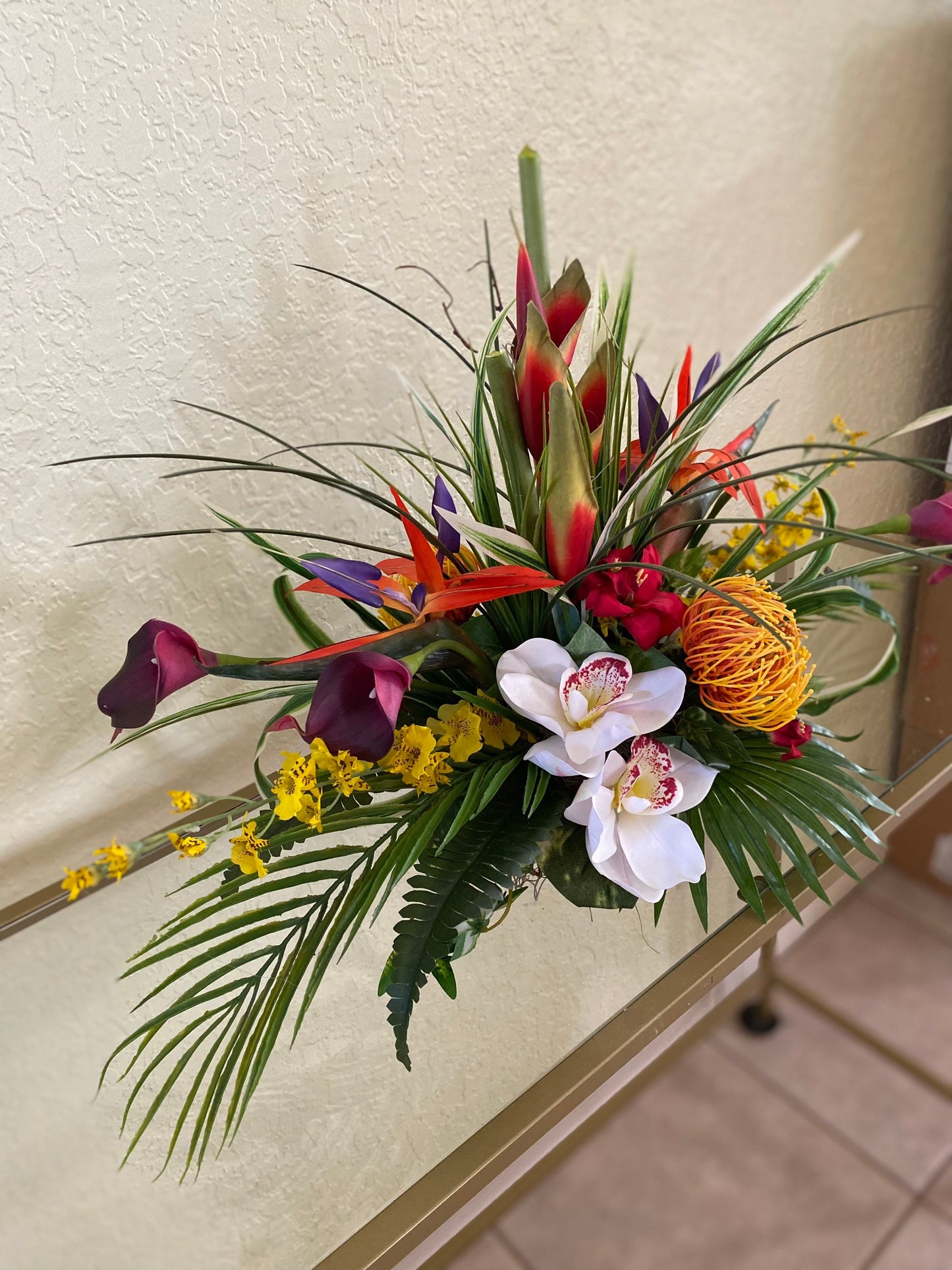 Exotic Floral Arrangement: Heliconia, Bird of Paradise Centerpiece