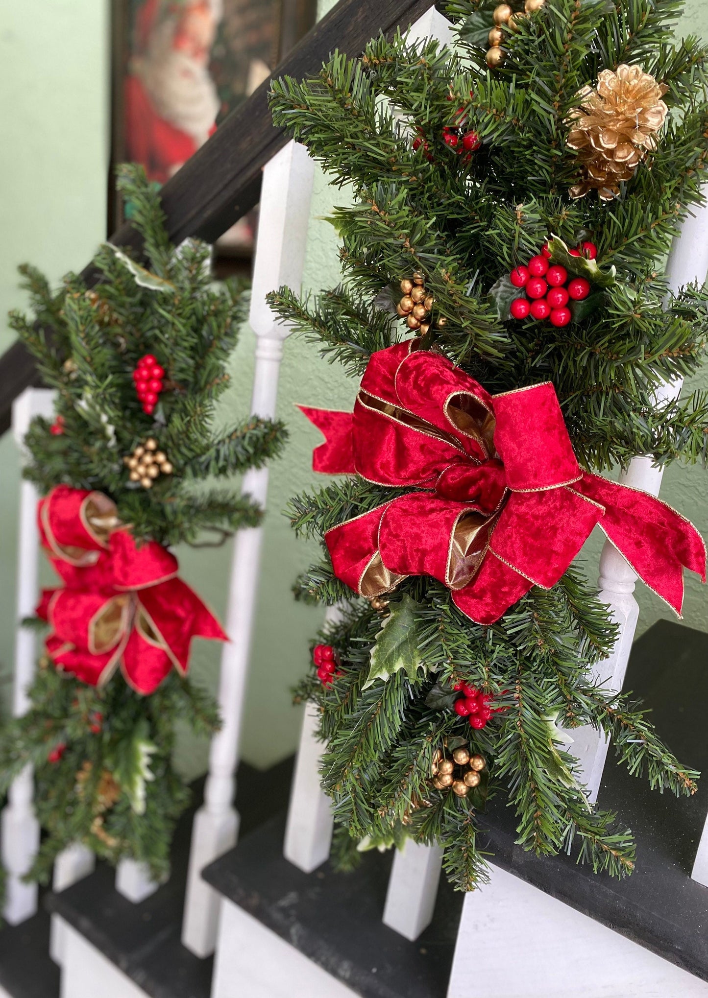 Add-On Christmas Staircase Swag | Matches Our 3-Piece Stair Swag Set